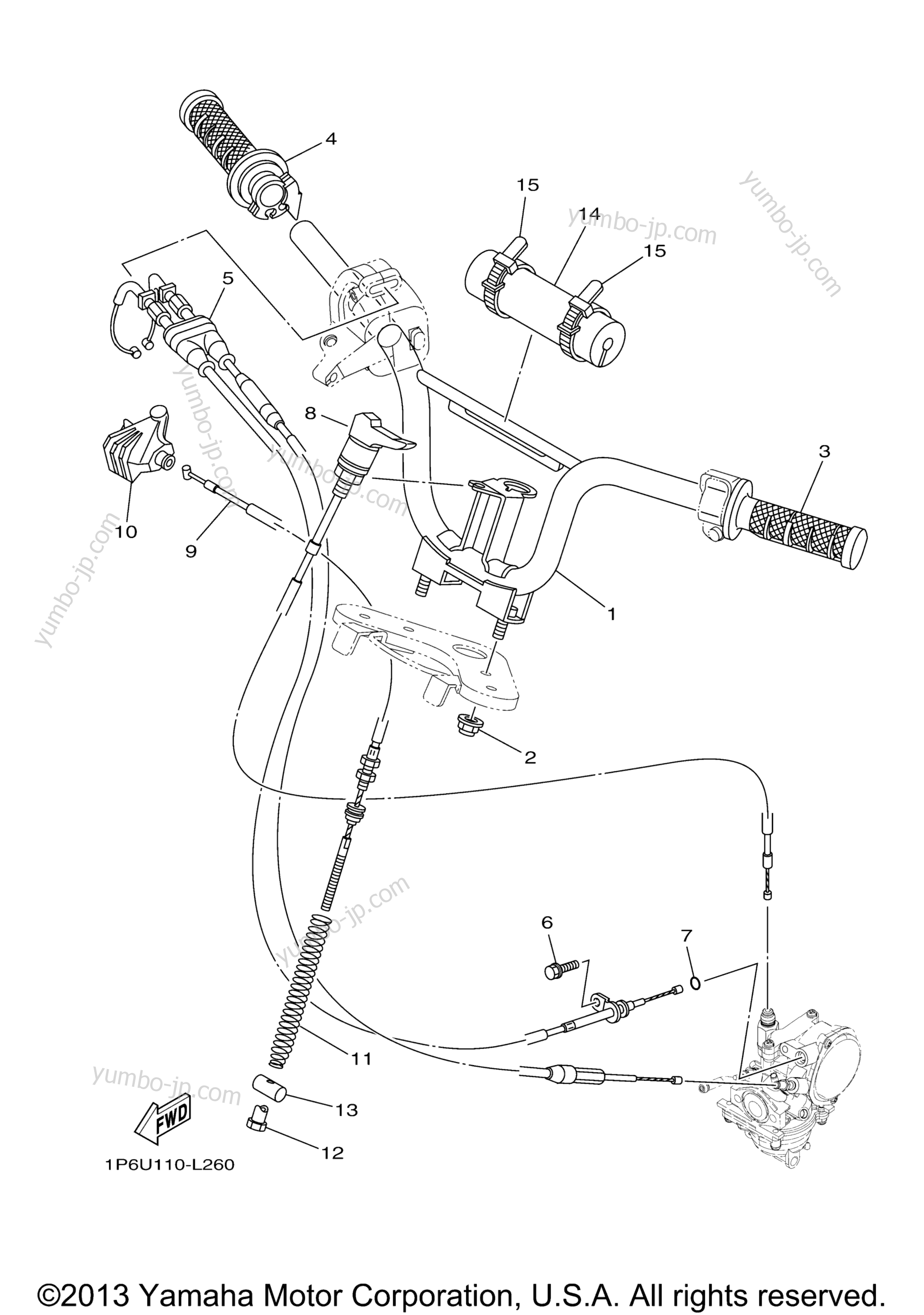 Steering Handle Cable для мотоциклов YAMAHA TTR50E (TTR50EB) 2012 г.