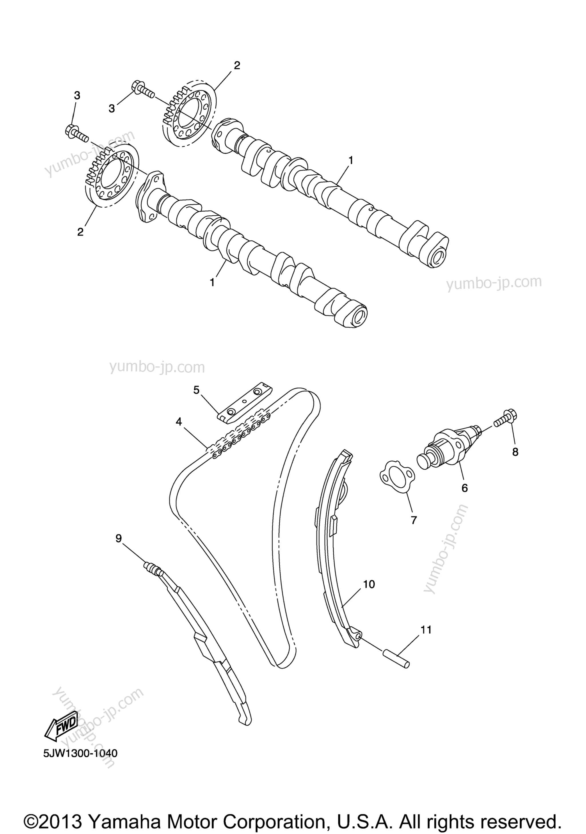 Camshaft Chain для мотоциклов YAMAHA FJR1300A (FJR13ABCL) CA 2012 г.