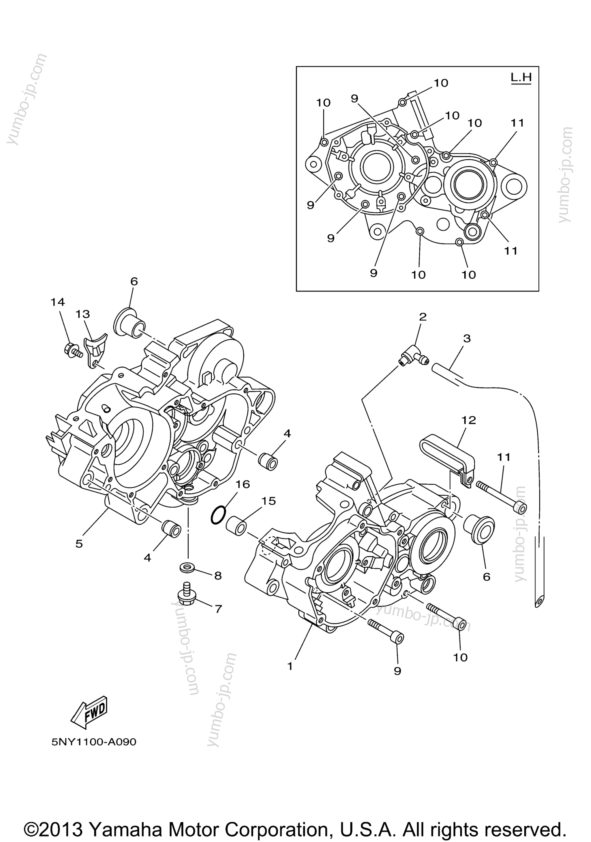 CRANKCASE for motorcycles YAMAHA YZ125 (YZ125R) 2003 year