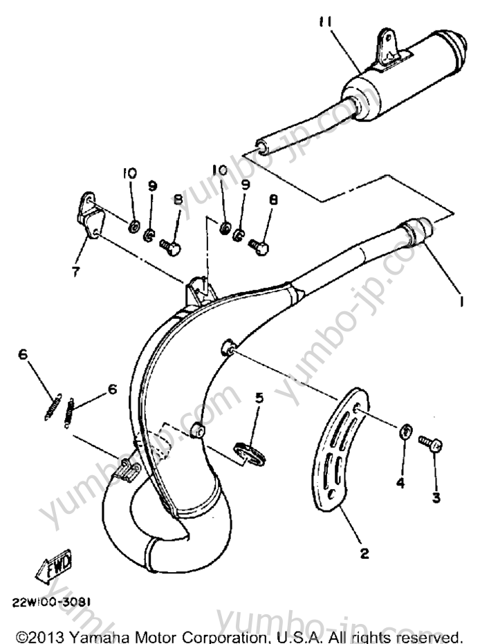 Exhaust для мотоциклов YAMAHA YZ80 (YZ80N) 1985 г.