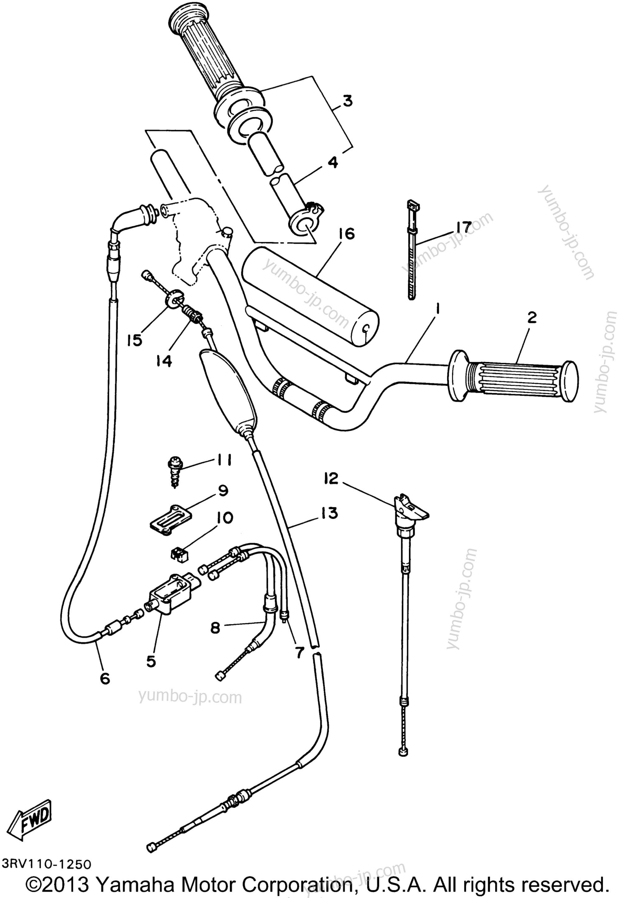 Steering Handle Cable для мотоциклов YAMAHA YZINGER (PW80N1) 2001 г.