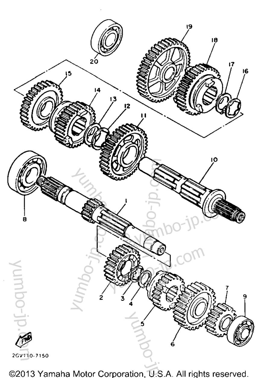 TRANSMISSION для мотоциклов YAMAHA VIRAGO 535 (XV535T) 1987 г.