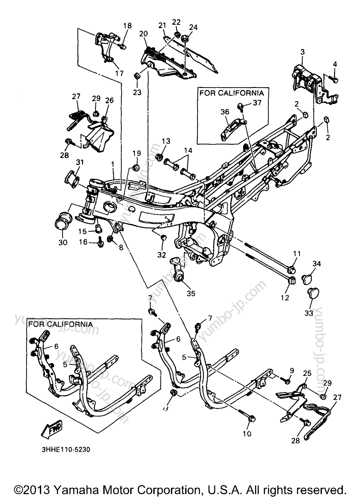 FRAME for motorcycles YAMAHA FZR600RJ 1997 year