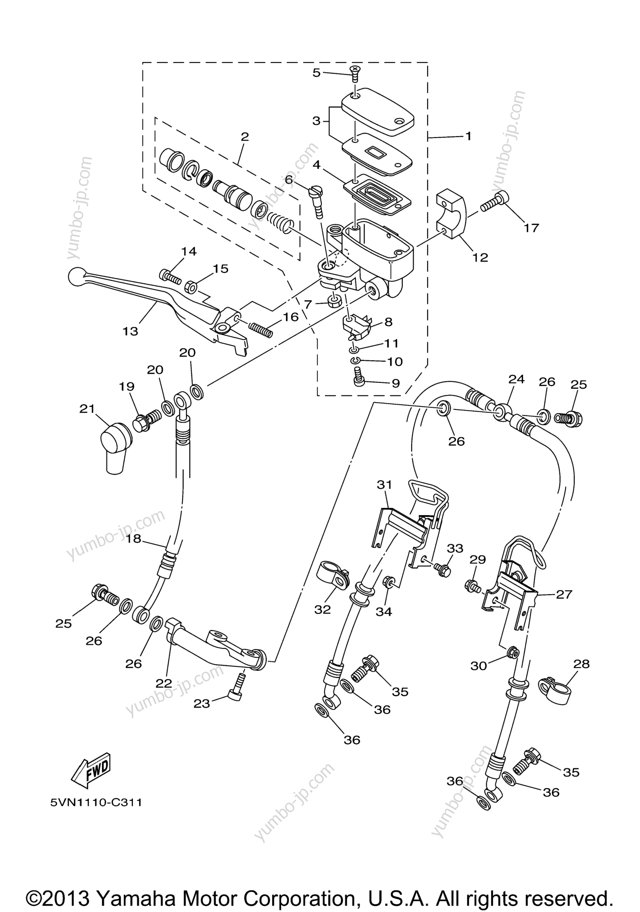 FRONT MASTER CYLINDER for motorcycles YAMAHA ROAD STAR MIDNIGHT (XV17AMTC) CA 2005 year