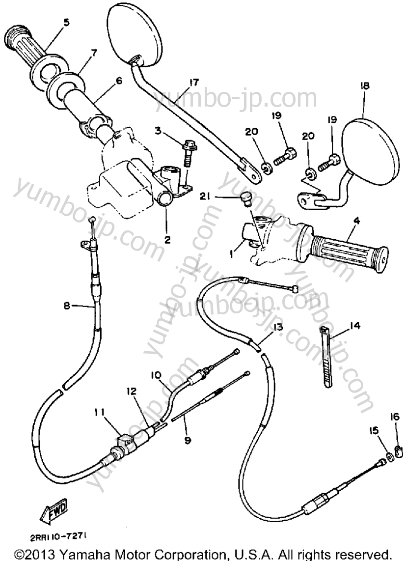 Handlebar-Cable for motorcycles YAMAHA YSR50W 1989 year