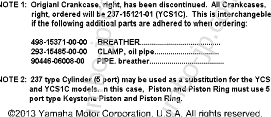 Crankcase (Notes Only) for motorcycles YAMAHA YCS1 1968 year