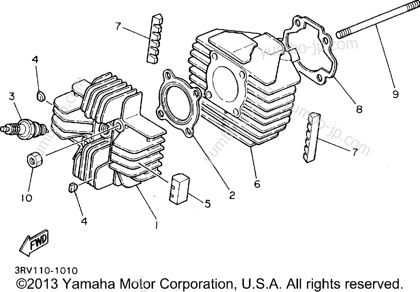 Блок цилиндров для мотоциклов YAMAHA Y-ZINGER (PW80G) 1995 г.
