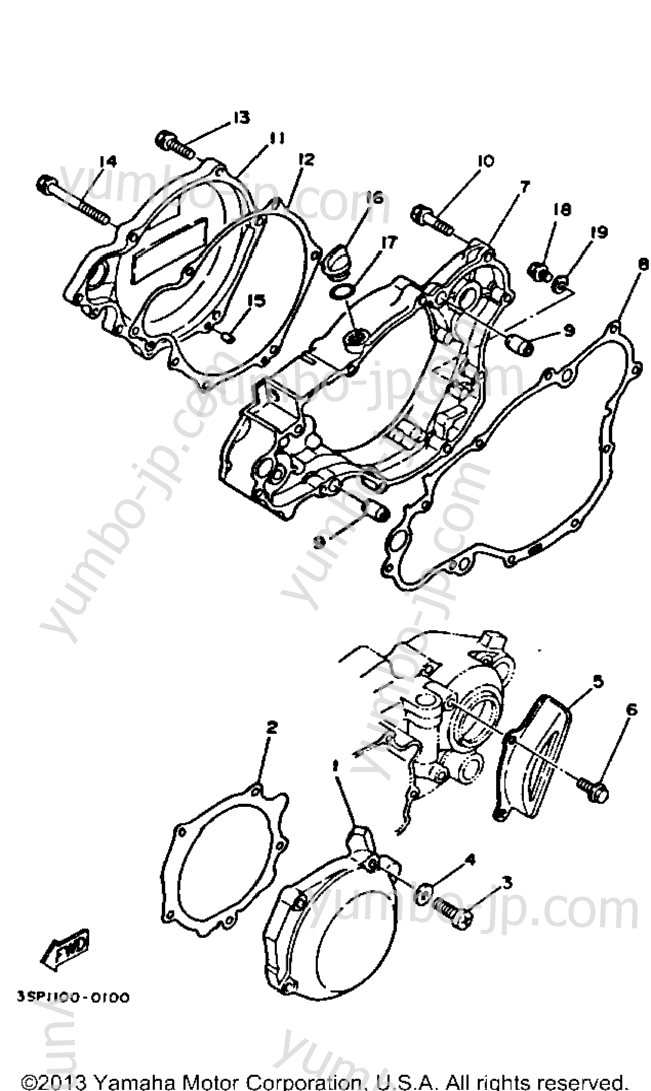Crankcase Cover 1 для мотоциклов YAMAHA YZ250 (YZ250B1) 1991 г.