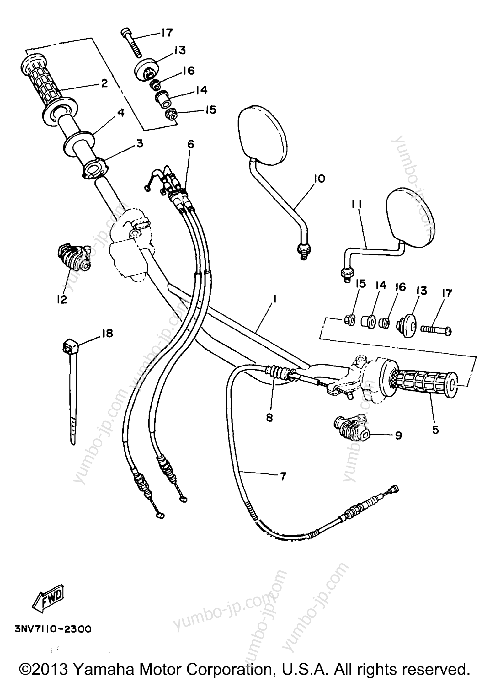 Steering Handle Cable для мотоциклов YAMAHA XT350JC CA 1997 г.