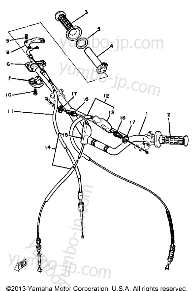 Handlebar - Cable - Yz60j - K for motorcycles YAMAHA YZ60J 1982 year