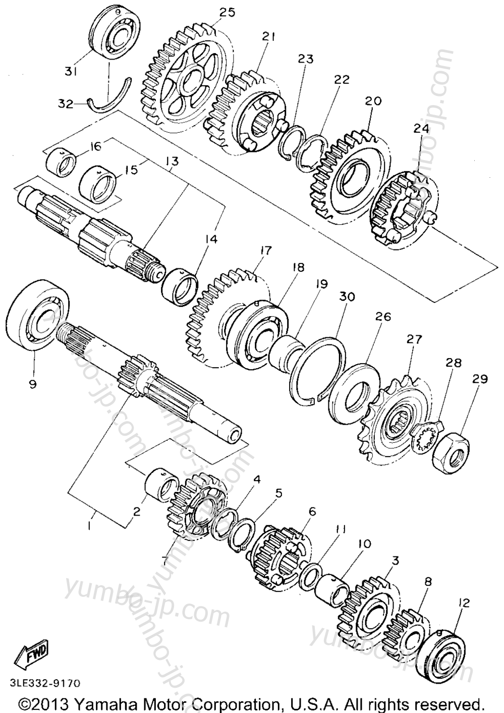 TRANSMISSION for motorcycles YAMAHA GTS1000AFC CA 1994 year