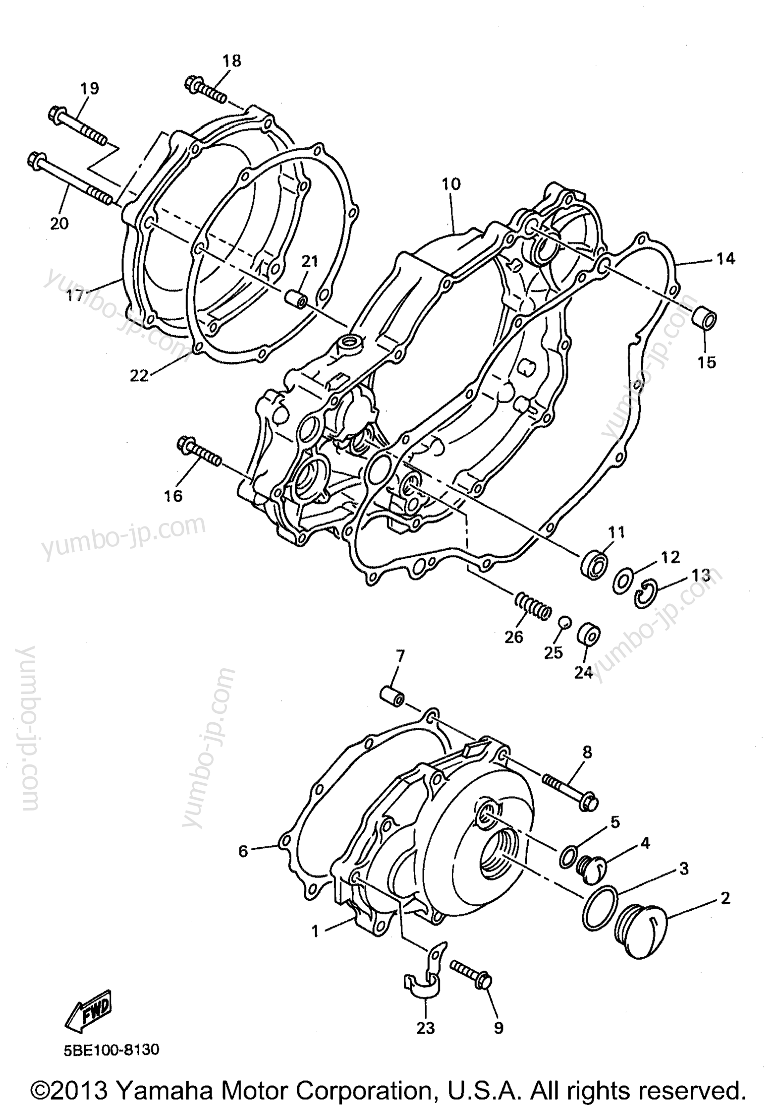 Crankcase Cover 1 for motorcycles YAMAHA WR400F (WR400FK) 1998 year