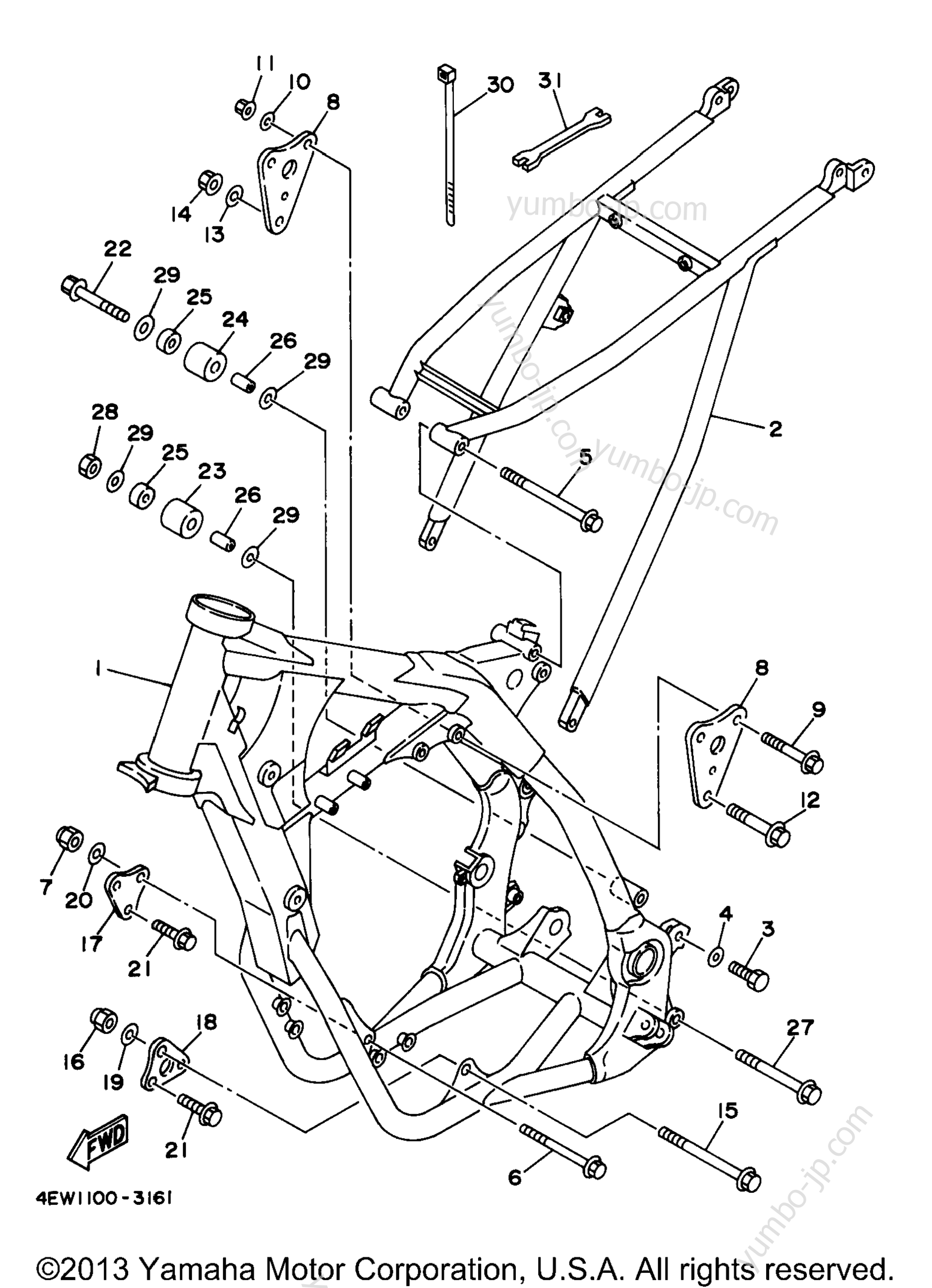 FRAME for motorcycles YAMAHA WR250ZJ 1997 year