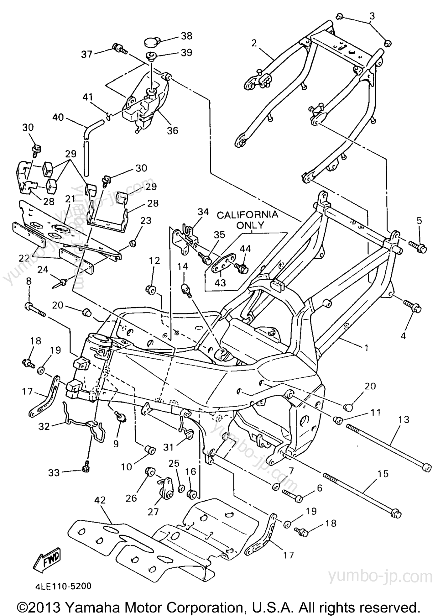 FRAME для мотоциклов YAMAHA YZF750 (YZF750RJC) CA 1997 г.