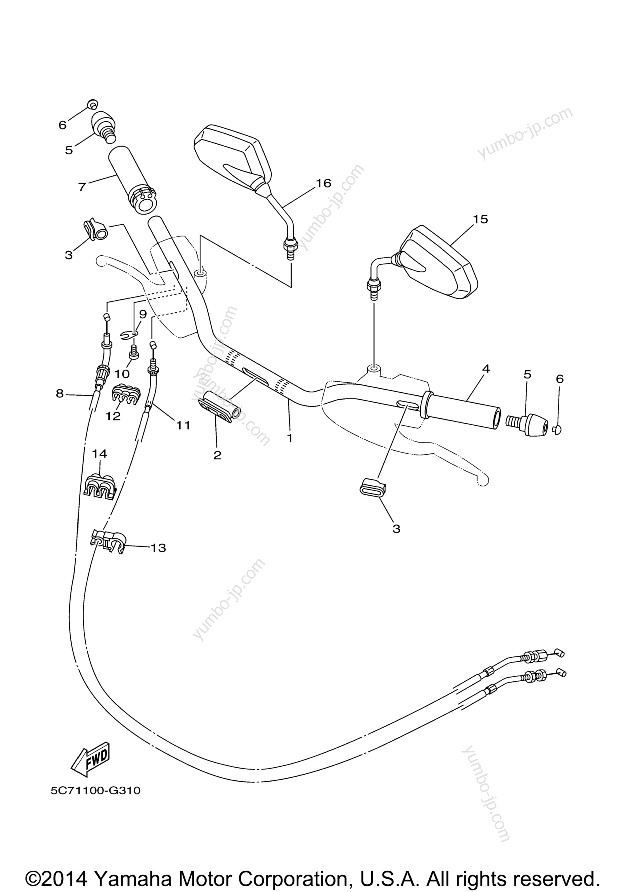 Steering Handle Cable для мотоциклов YAMAHA RAIDER SCL (XV19CBO) 2012 г.