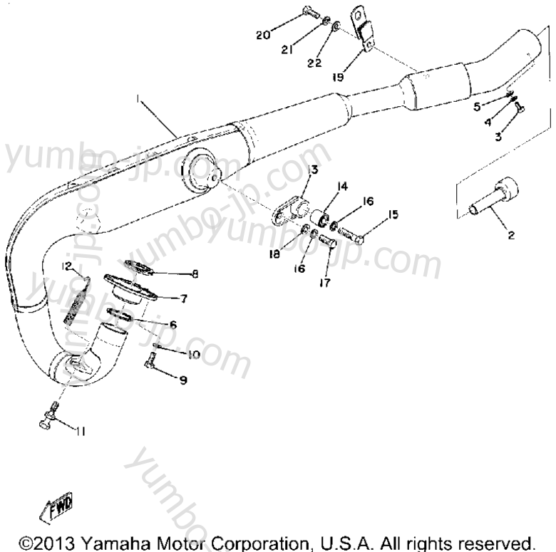 Exhaust for motorcycles YAMAHA MX125B 1975 year