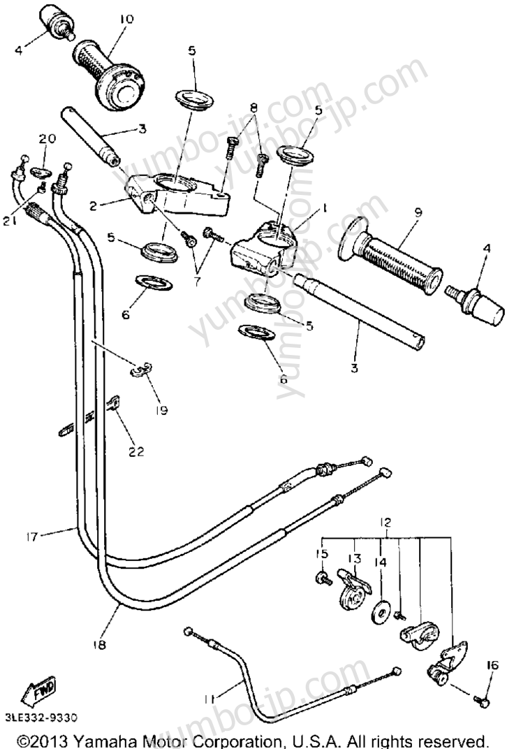 Handlebar Cable for motorcycles YAMAHA FZR1000WC CA 1989 year