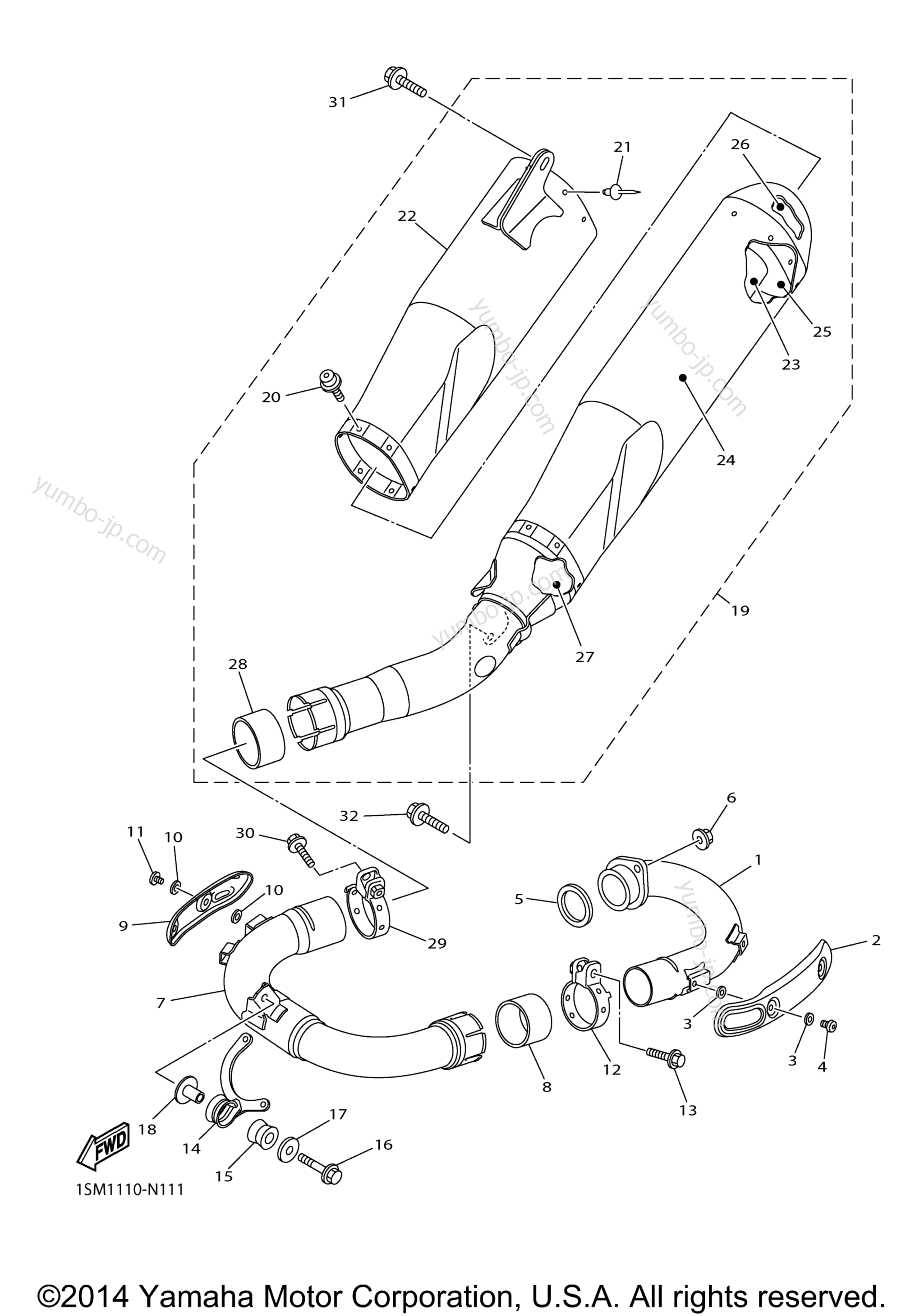 Exhaust for motorcycles YAMAHA YZ250FX (YZ250FXF) 2015 year