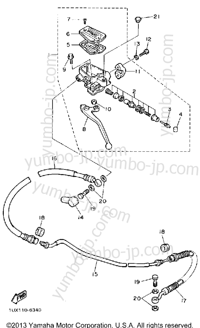 Front Master Cylinder 2 for motorcycles YAMAHA FJ1200AC CA 1990 year