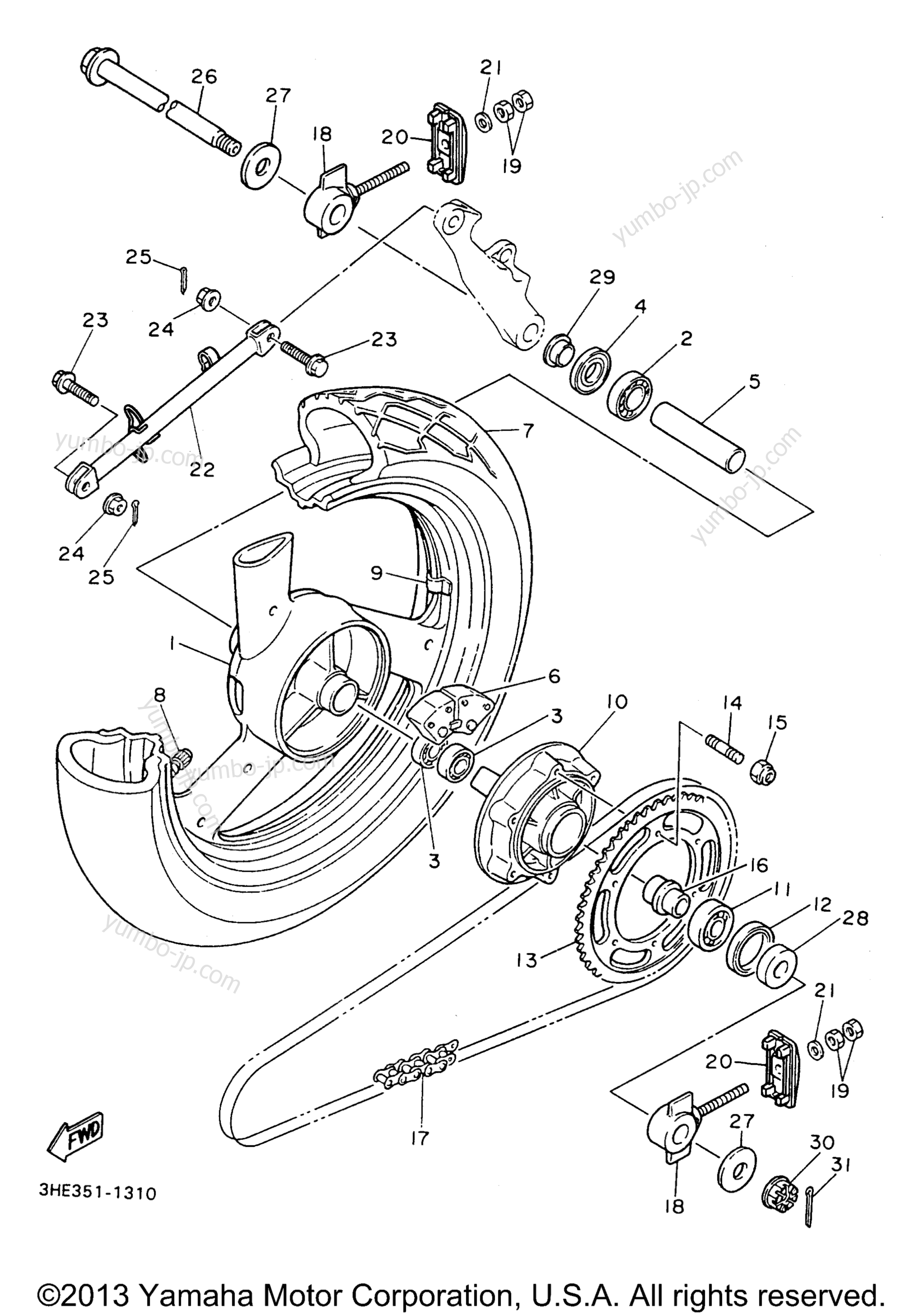 REAR WHEEL for motorcycles YAMAHA FZR600RH 1996 year