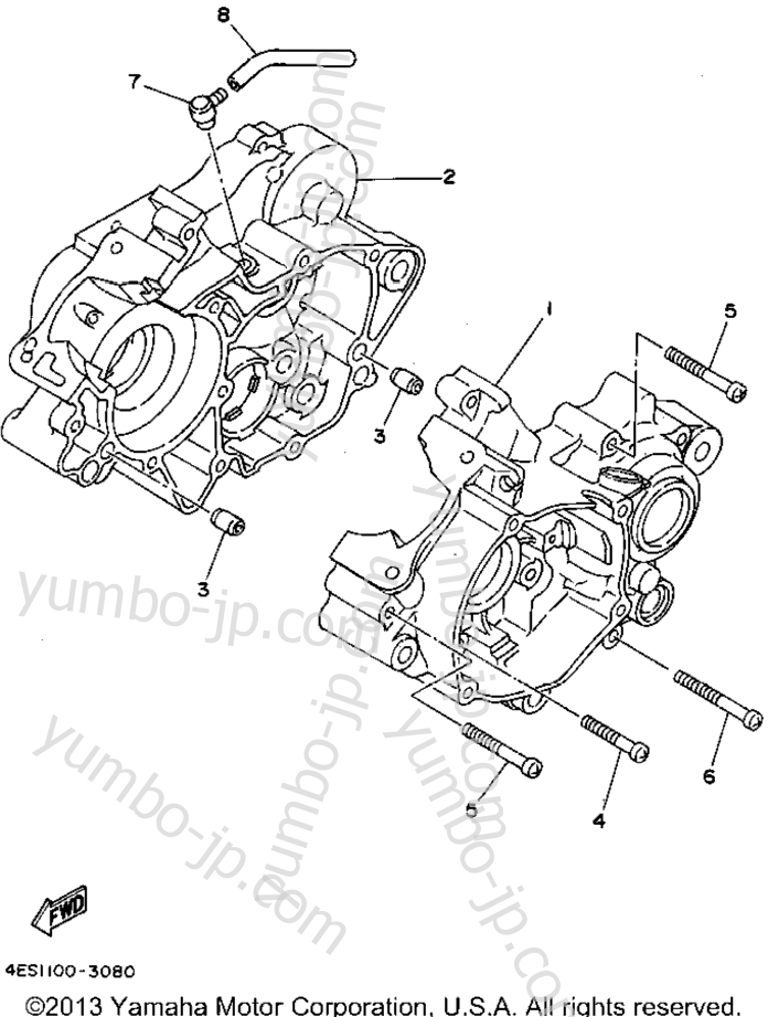 CRANKCASE for motorcycles YAMAHA YZ80F1 1994 year