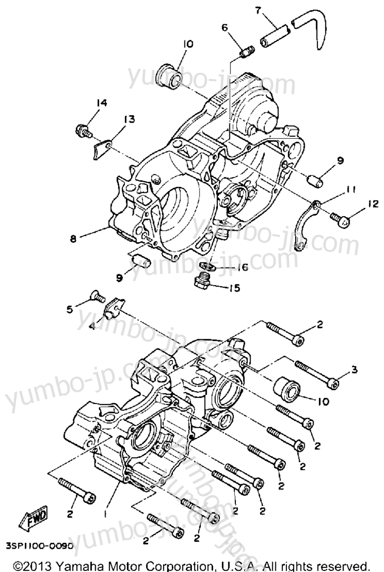 CRANKCASE for motorcycles YAMAHA YZ250A 1990 year