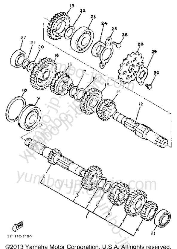 TRANSMISSION for motorcycles YAMAHA XT550 (XT550J) 1982 year