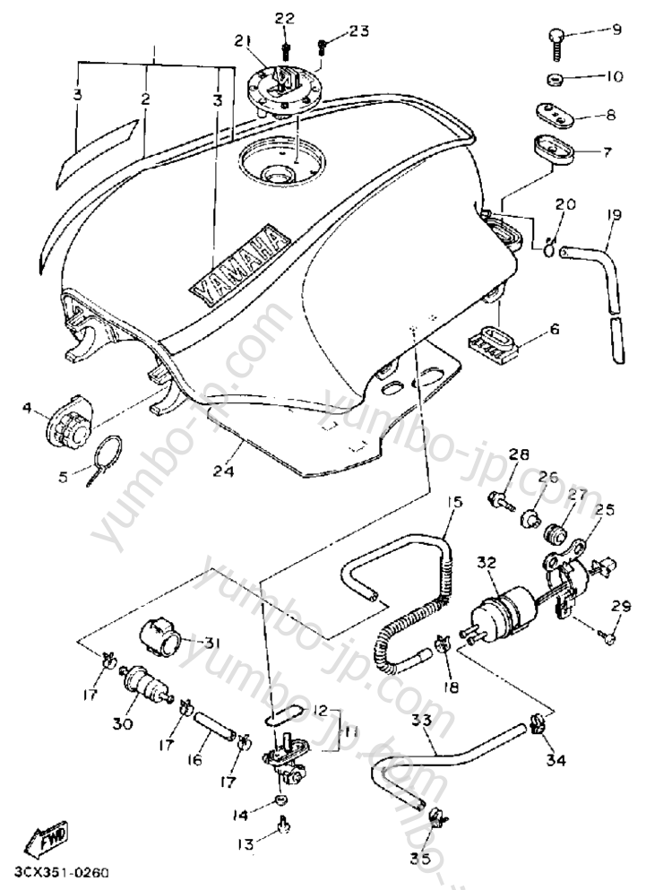 Fuel Tank (Non-California Model) для мотоциклов YAMAHA FJ1200A 1990 г.