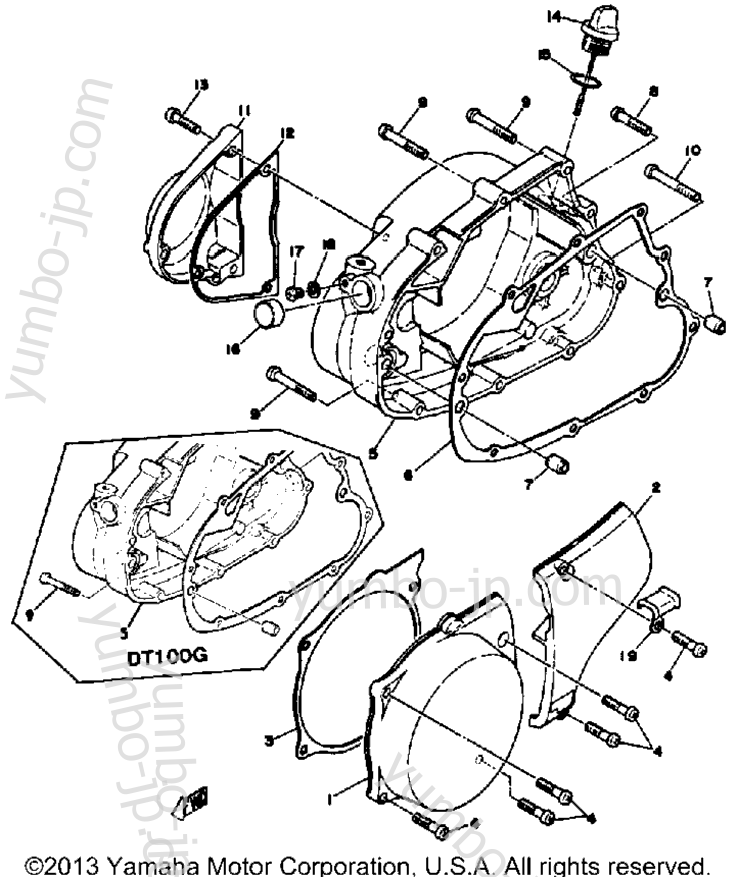 CRANKCASE COVER for motorcycles YAMAHA DT100E 1978 year