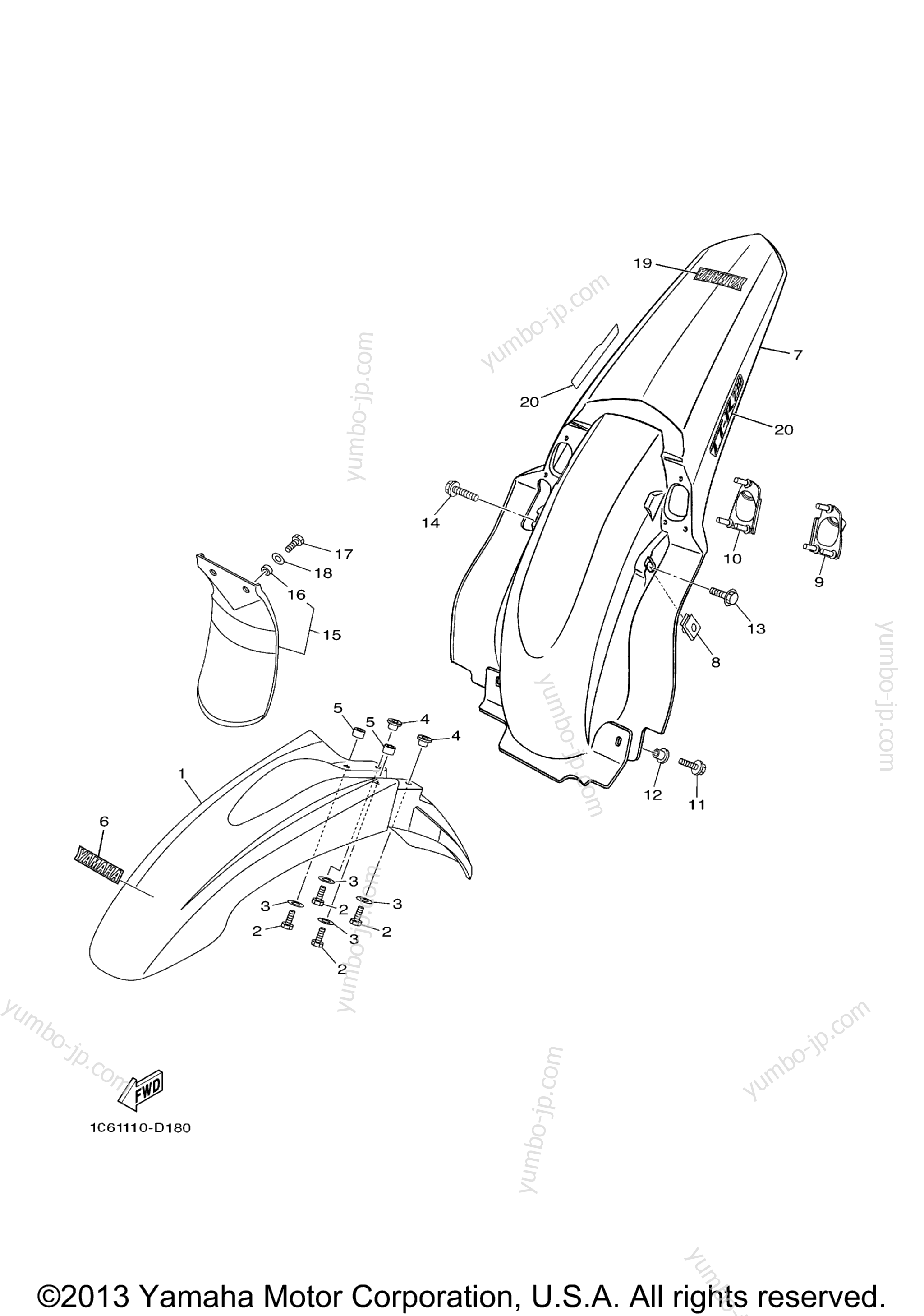 FENDER for motorcycles YAMAHA TT-R230 (TTR230T) 2005 year