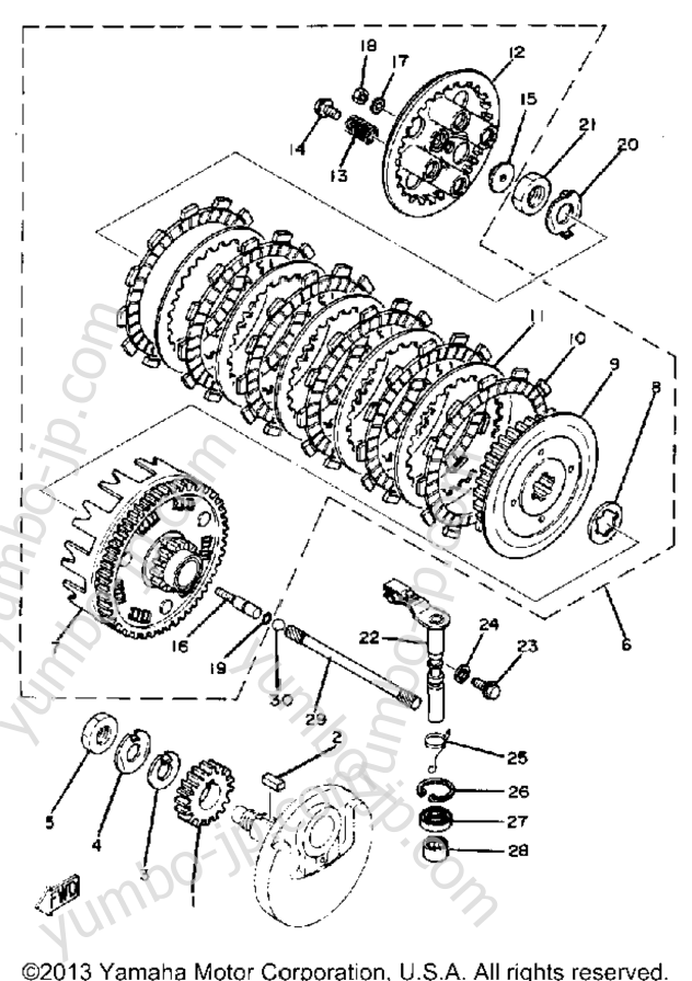 Устройство сцепления для мотоциклов YAMAHA TT250G 1980 г.