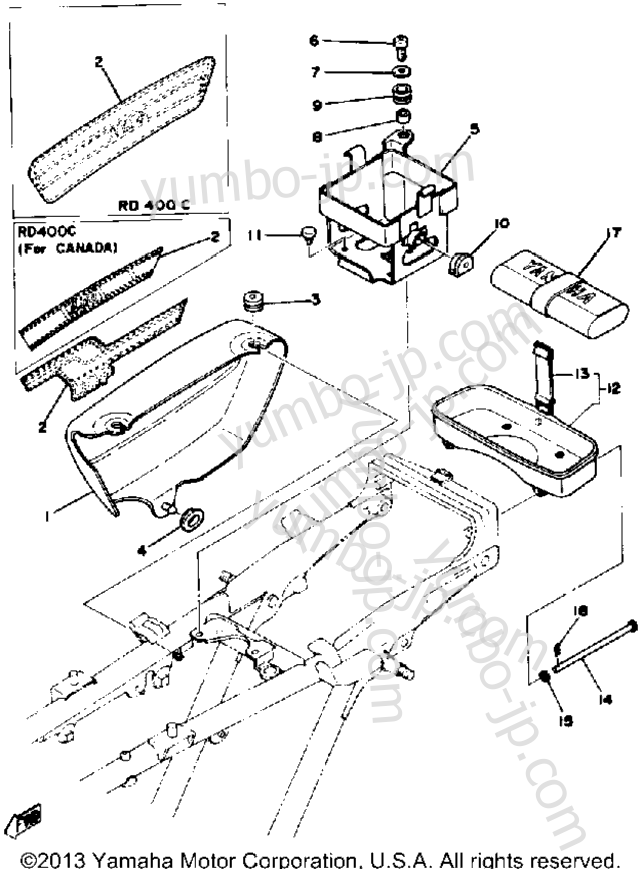 Side Cover - Box for motorcycles YAMAHA RD400D 1977 year