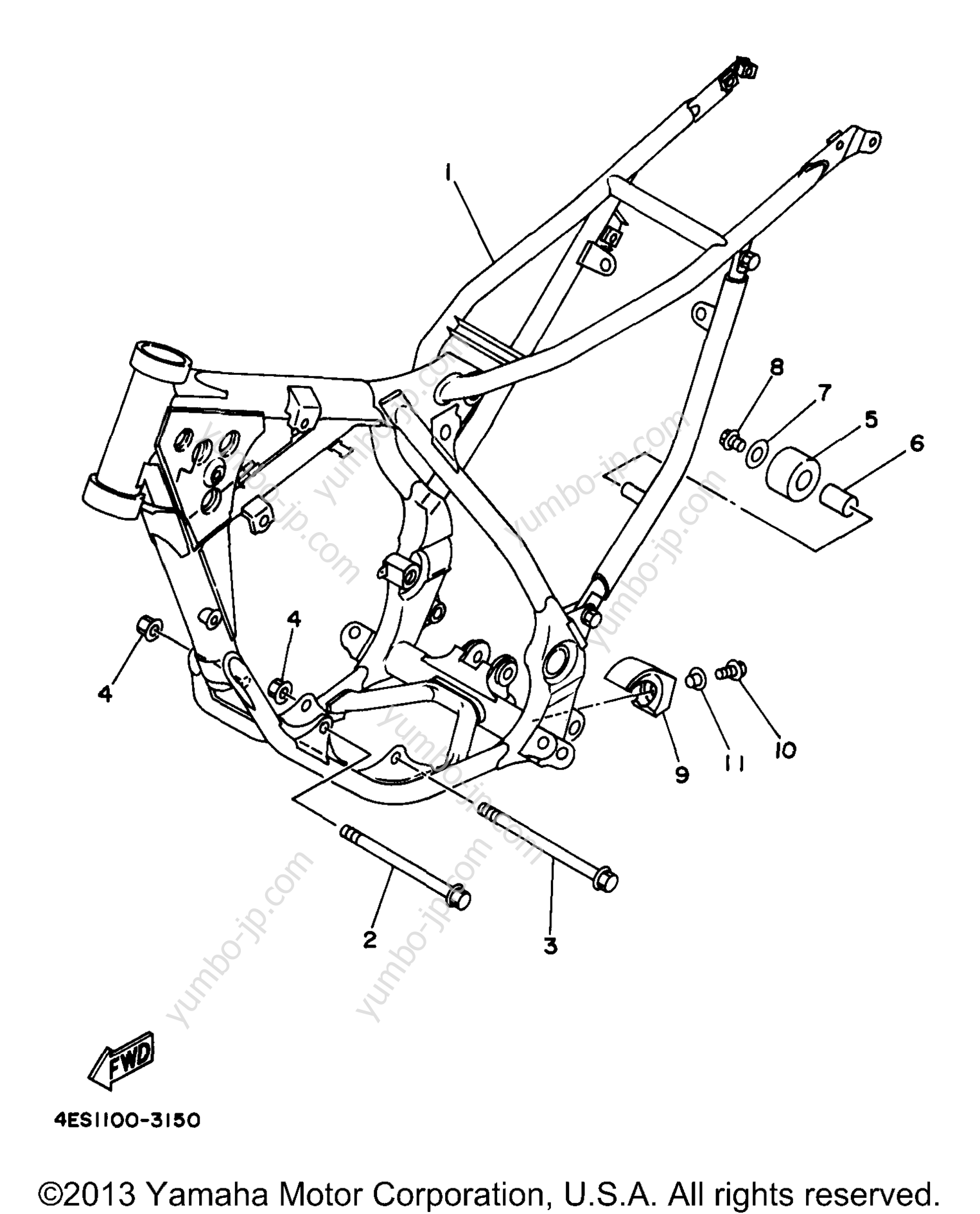 FRAME for motorcycles YAMAHA YZ80 (YZ80J1) 1997 year