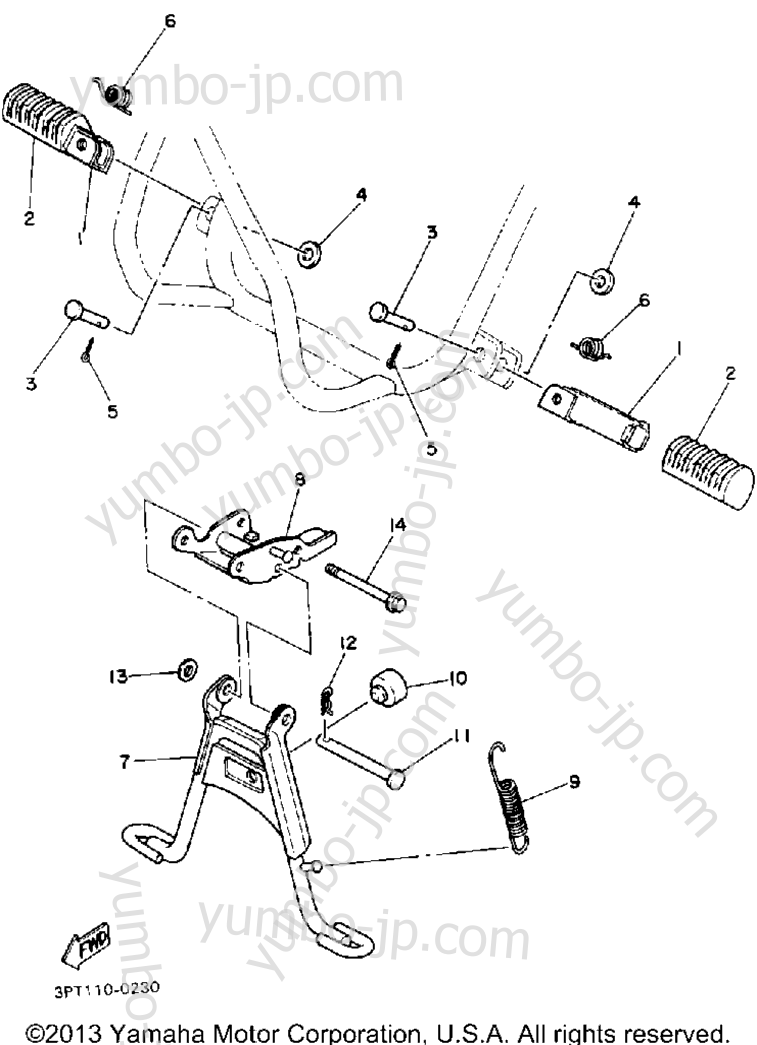 Stand - Footrest for motorcycles YAMAHA Y-ZINGER (PW50D) 1992 year