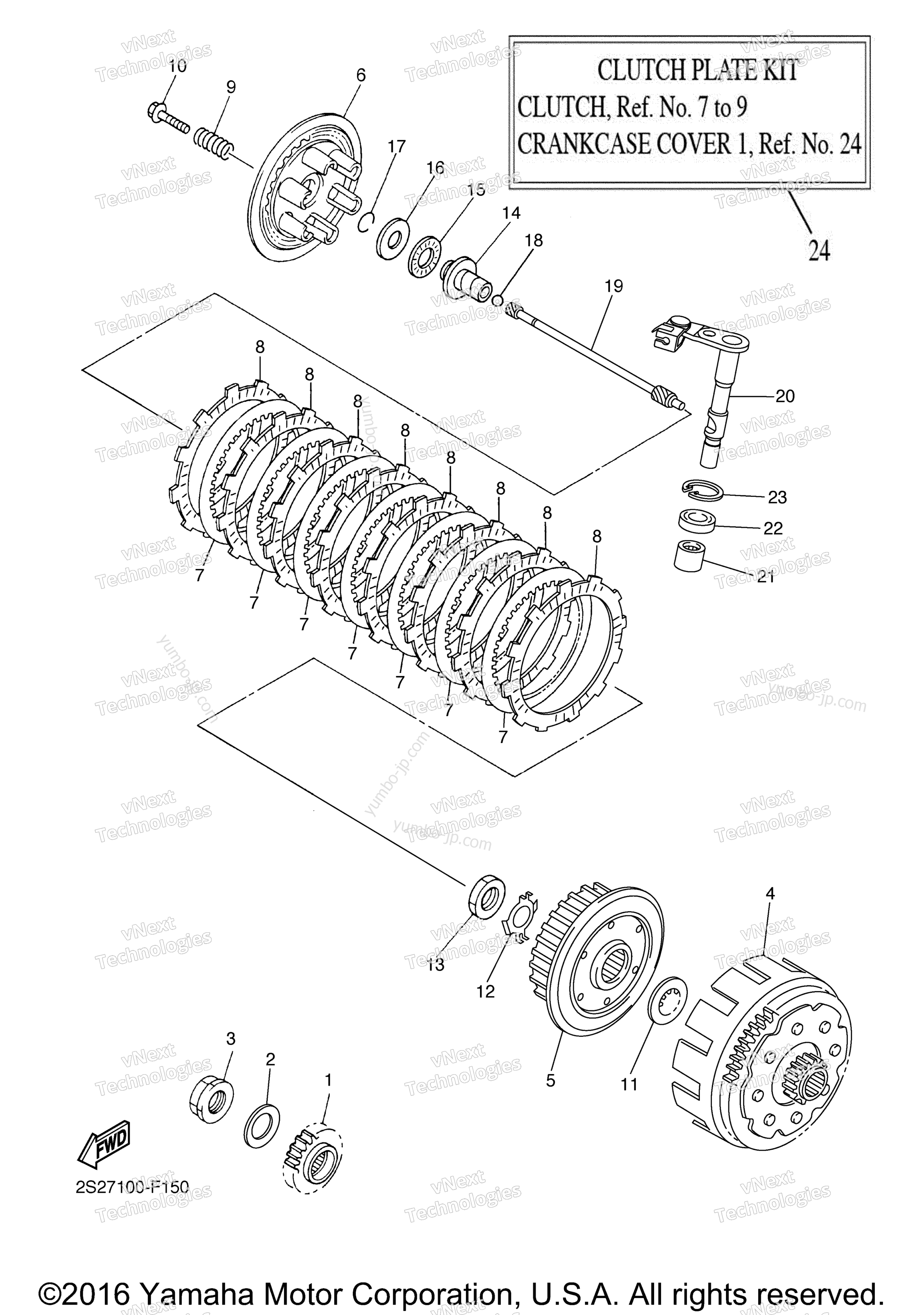 CLUTCH for motorcycles YAMAHA YZ450F (YZ450FXL) 2008 year