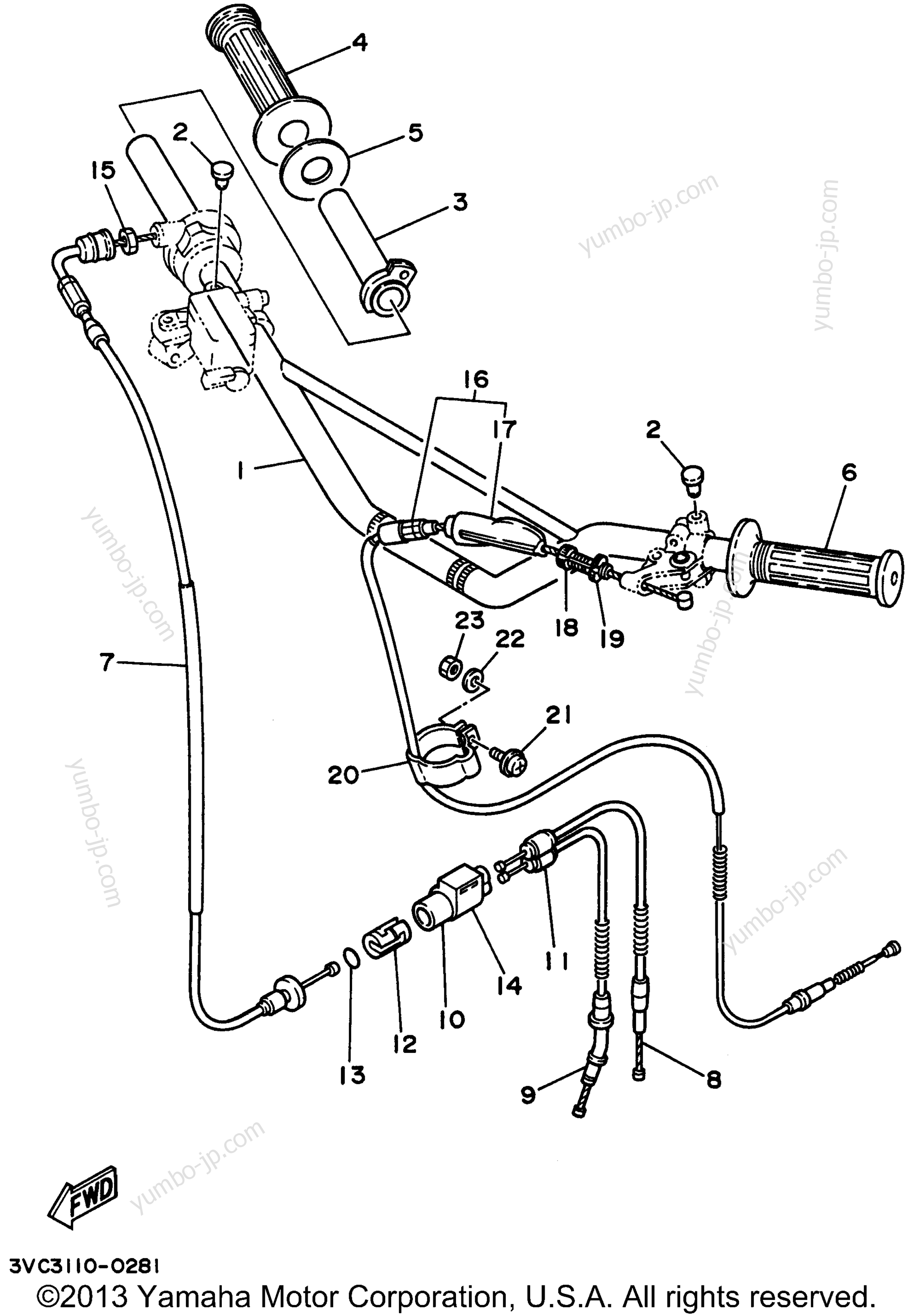 Steering Handle - Cable для мотоциклов YAMAHA RT180H 1996 г.