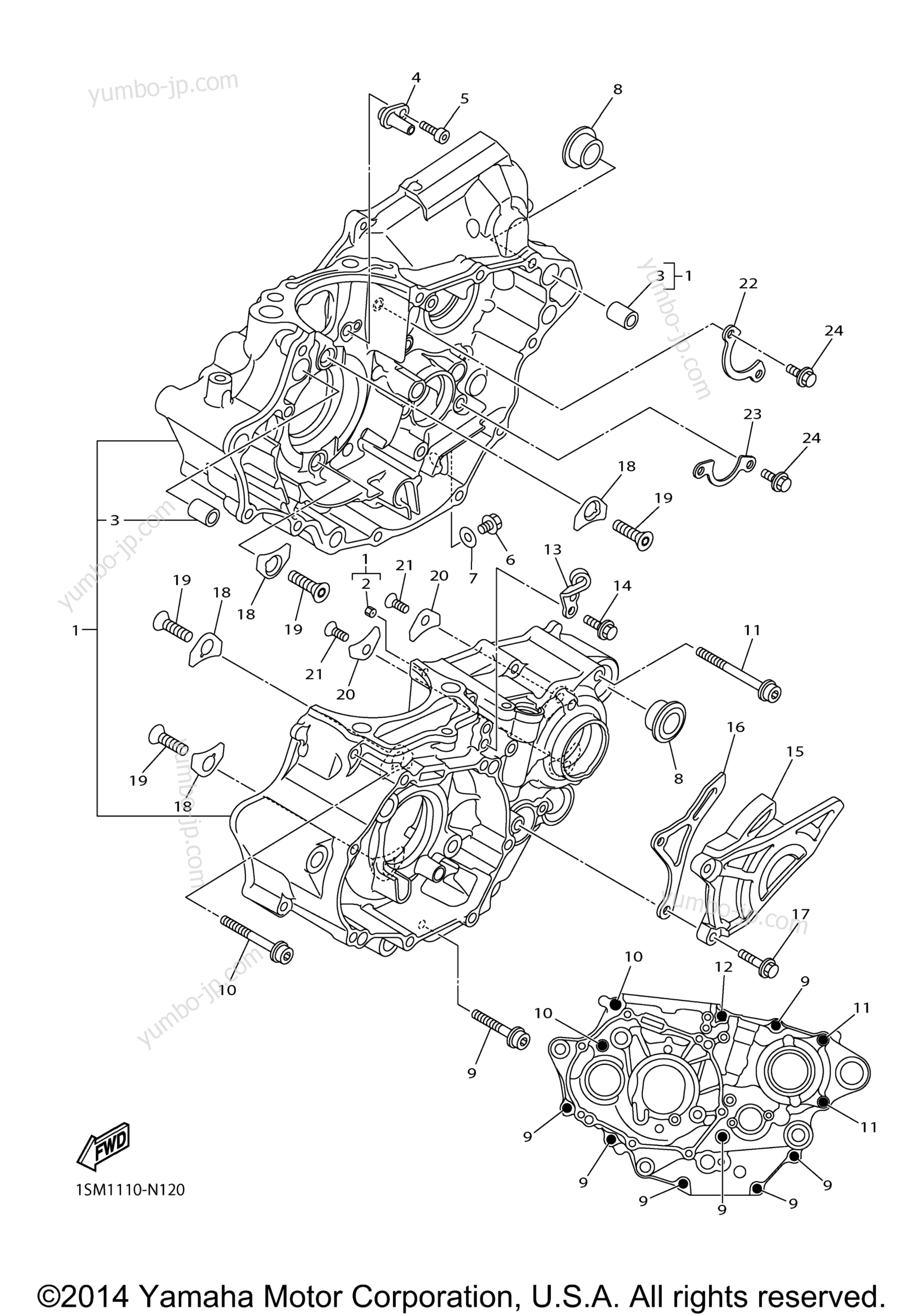 CRANKCASE for motorcycles YAMAHA YZ250FX (YZ250FXF) 2015 year