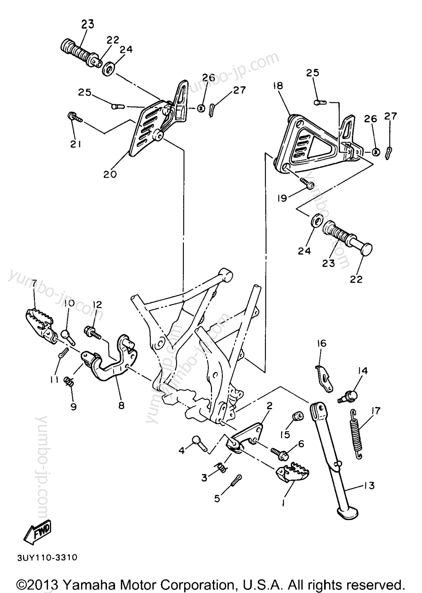 Stand Footrest for motorcycles YAMAHA XT600EEC CA 1993 year