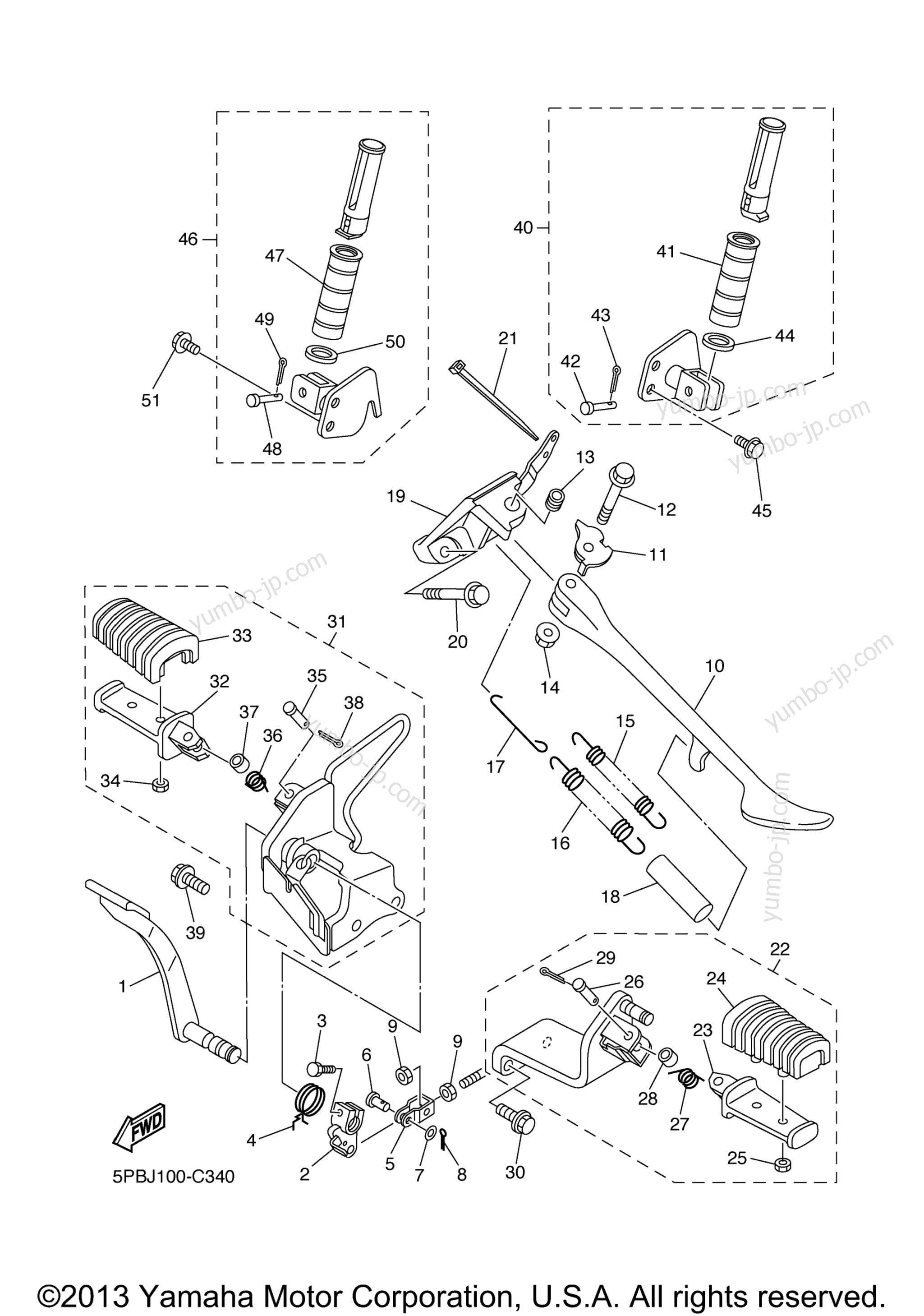 Stand Footrest для мотоциклов YAMAHA V STAR 1100 CUSTOM (XVS11S) 2004 г.