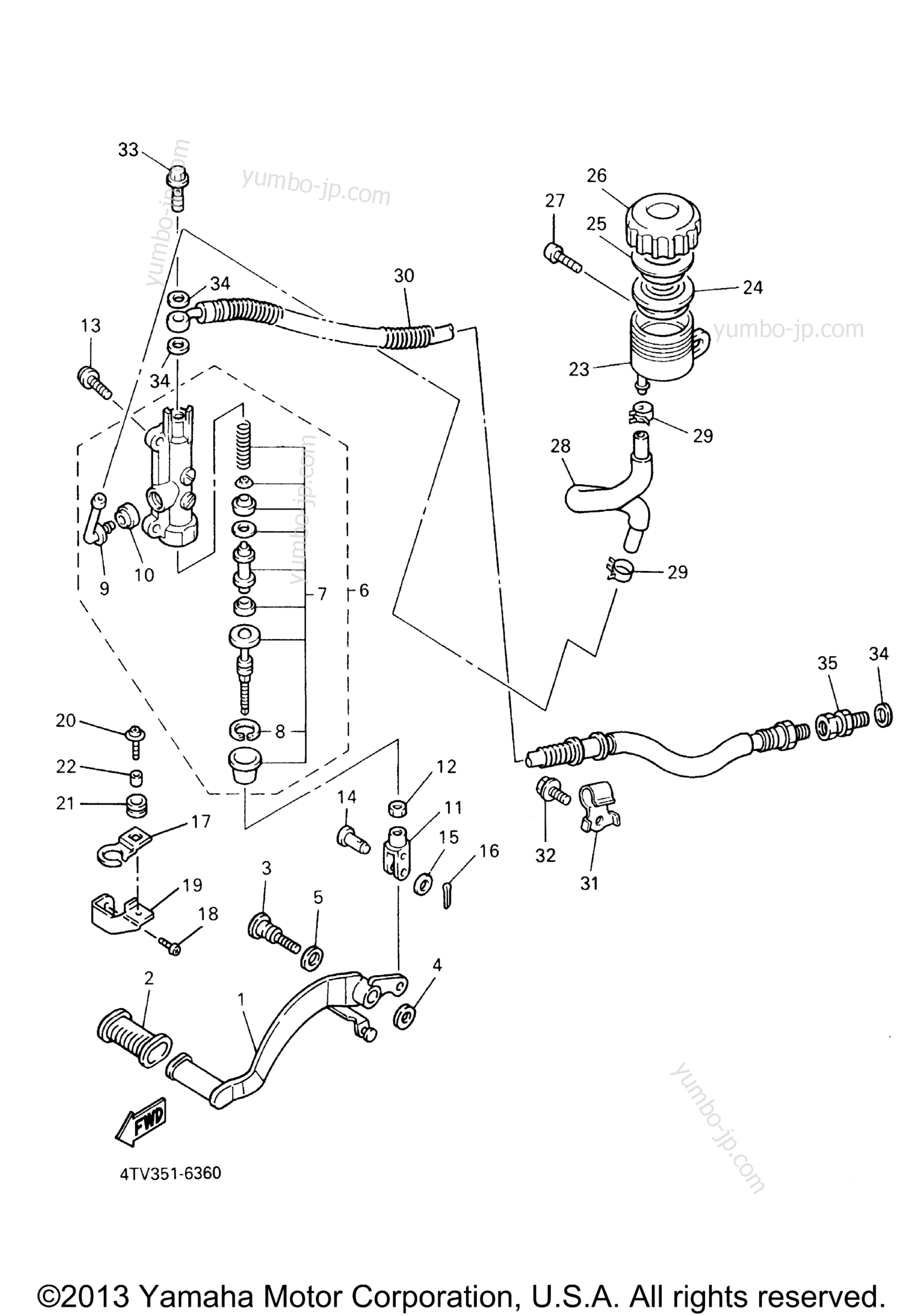 REAR MASTER CYLINDER для мотоциклов YAMAHA YZF600R (YZF600RWC) CA 2007 г.