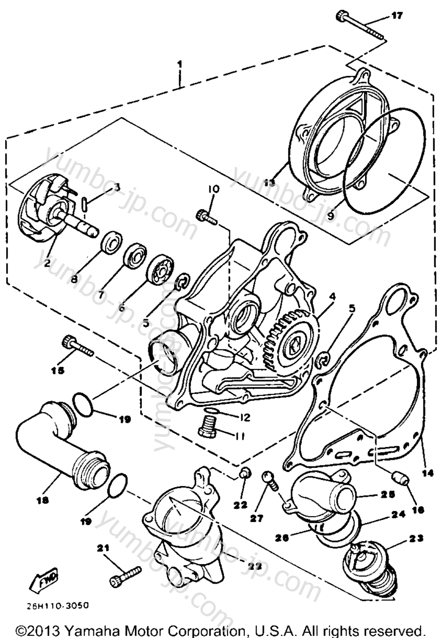 WATER PUMP for motorcycles YAMAHA XVZ12TK 1983 year