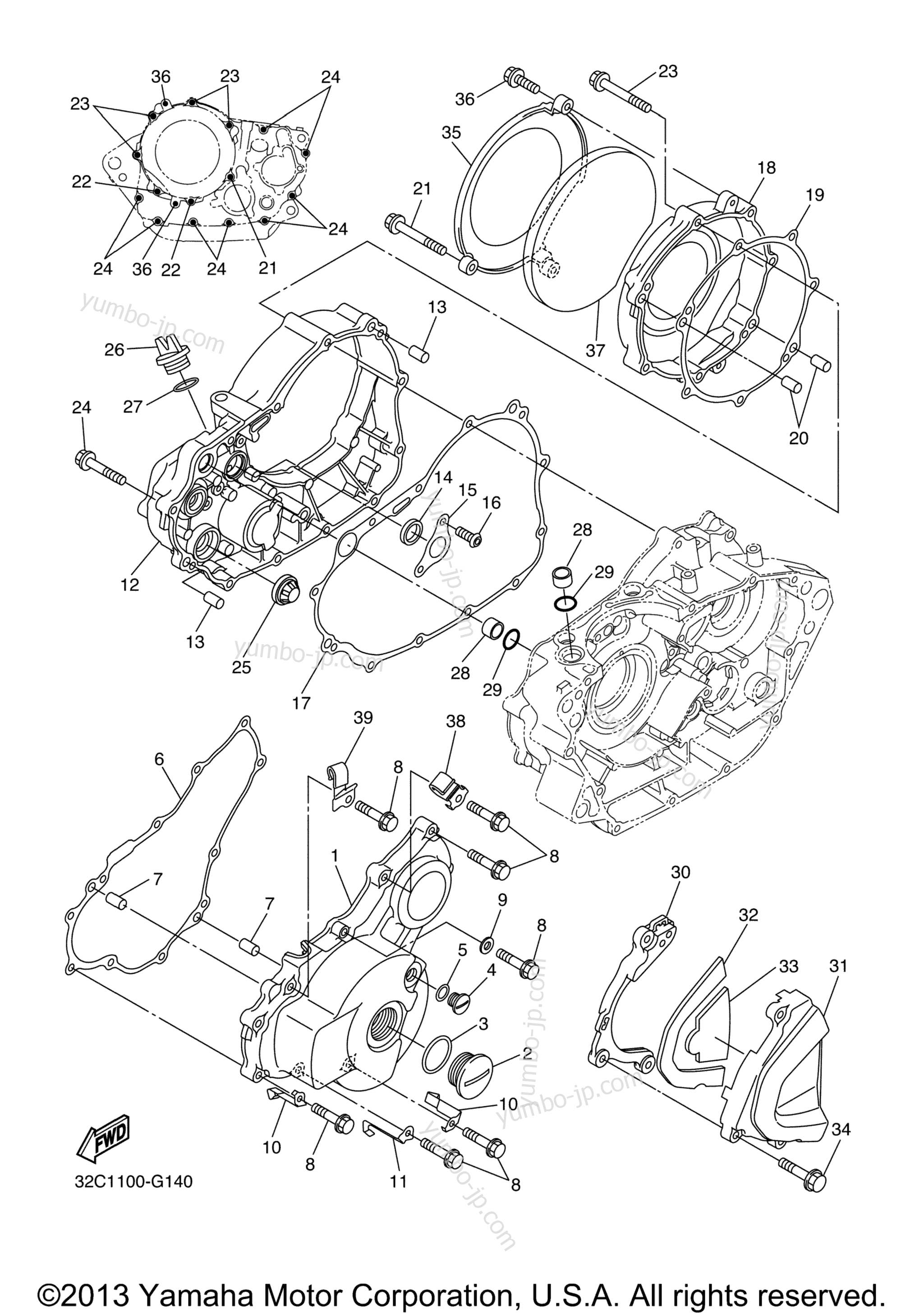 Crankcase Cover 1 for motorcycles YAMAHA WR250X (WR25XXL) 2008 year