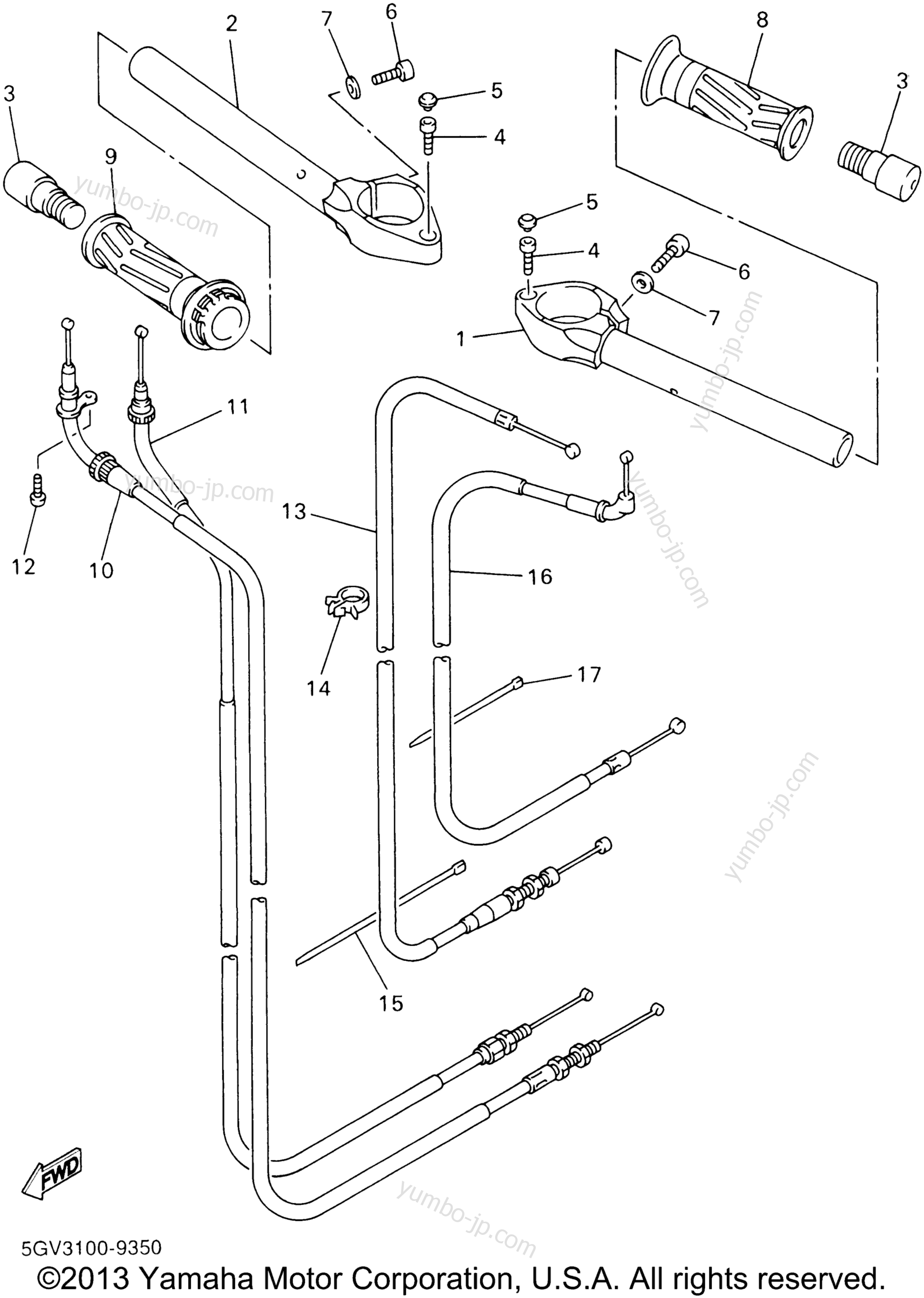 Steering Handle Cable для мотоциклов YAMAHA CHAMPIONS LIMITED EDITION (YZFR6SNC) CA 2001 г.