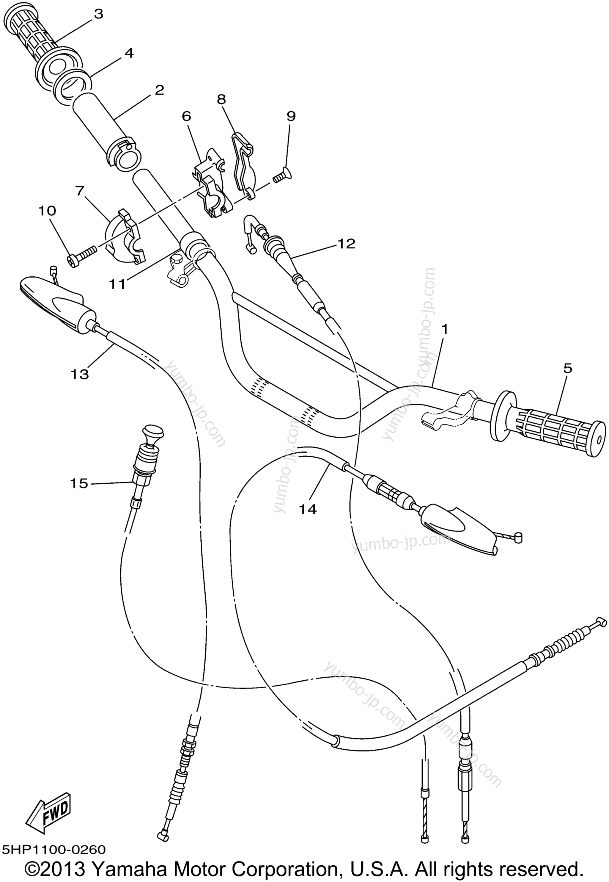 Steering Handle Cable для мотоциклов YAMAHA TTR125 (TTR125P) 2002 г.