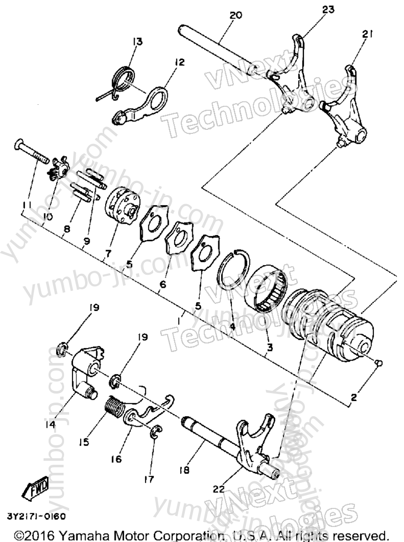 Shift Cam Fork для мотоциклов YAMAHA XT250 (XT250G_198) 1980 г.