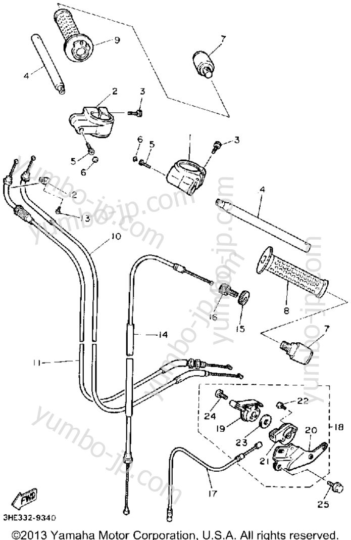 Handlebar Cable for motorcycles YAMAHA FZR600RA 1990 year