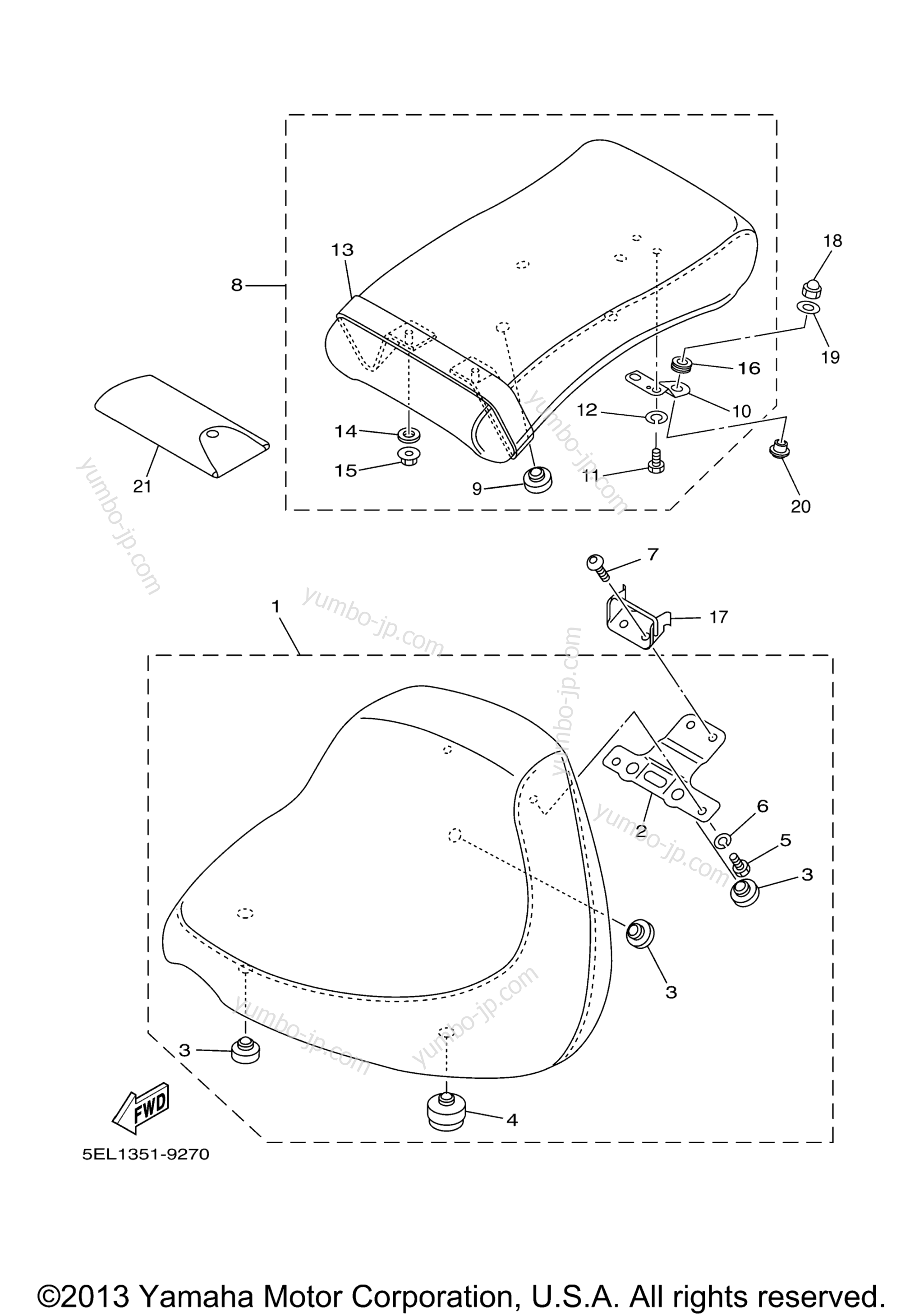 SEAT for motorcycles YAMAHA V STAR 1100 CUSTOM (XVS11SC) CA 2004 year