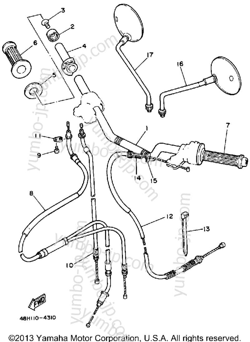 Handlebar Cable for motorcycles YAMAHA RZ350L 1984 year