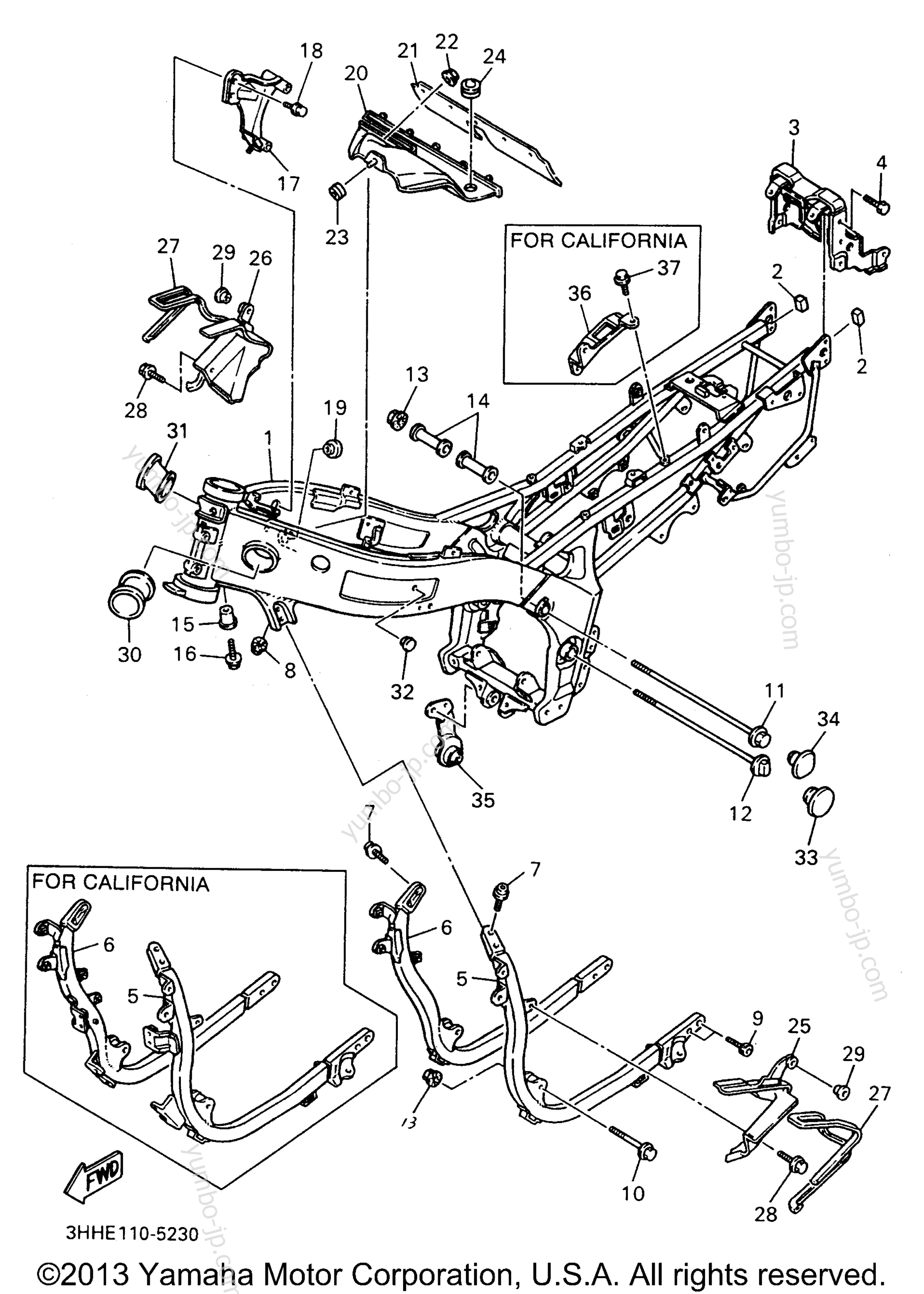 FRAME for motorcycles YAMAHA FZR600RHC CA 1996 year