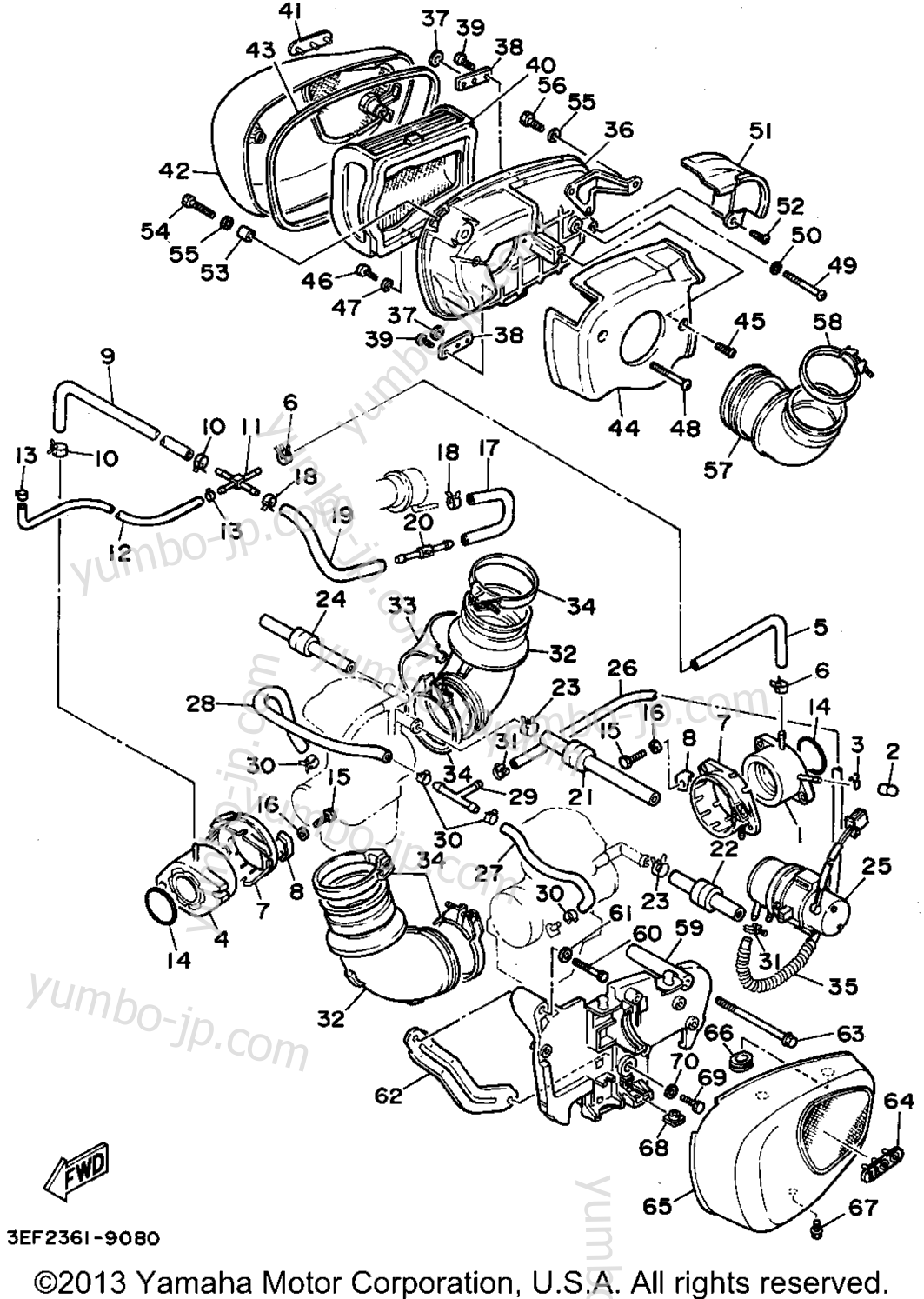 Intake for motorcycles YAMAHA VIRAGO 1100 (XV1100F) 1994 year